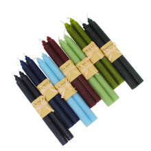 7 Pairs 100% Pure Beeswax Handmade Taper Candles 9 Inch Smokeless Dripless Wax Candles Beeswax Candle for Home Gift Ideas - Cool Color Set