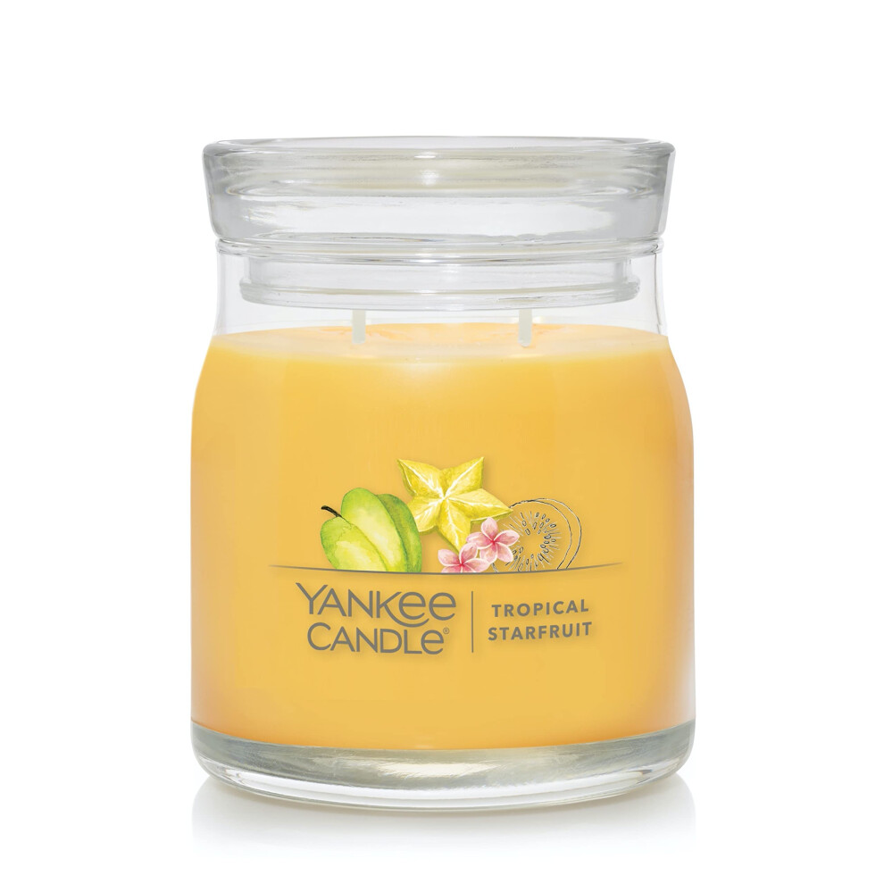 Yankee candle Tropical Starfruit Scented, Signature 13oz Medium Jar 2-Wick candle, Over 35 Hours of Burn Time