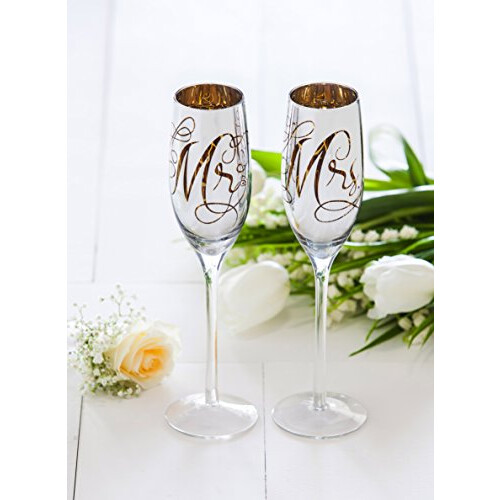 Cypress Home Wedding Day D? Cor Sr. e Sra. 8 oz Flautas de champanhe - 3 x 10 x 3 polegadas 1