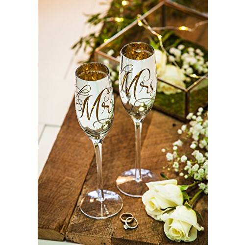 Cypress Home Wedding Day D? Cor Sr. e Sra. 8 oz Flautas de champanhe - 3 x 10 x 3 polegadas 2