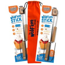 WolfAem Marshmallow Roasting Stick (set of 2) - Multiple Attachments - campfire Pie, SAmore, and Hot Dog BBQ Roaster Easy Spin Handles With Bag