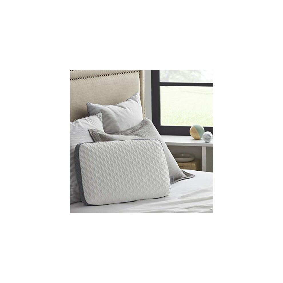 Sealy Molded Memory Foam Pillow, 16 inches x 24 inches x 5 75 inches, White, grey