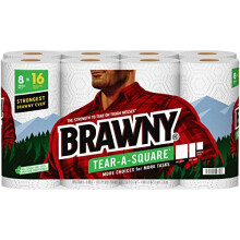 Brawny Tear-A-Square papieren handdoeken 8 dubbele rollen = 16 gewone rollen