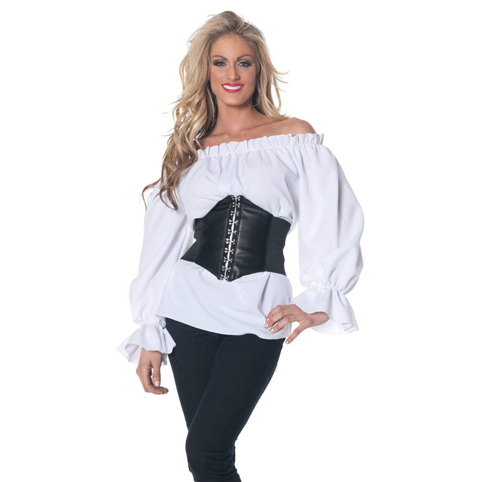 Photos - Fancy Dress UNDERWRAPS Women's Renaissance Long Sleeve Blouse Adult Costume, White, Large White 28302 L