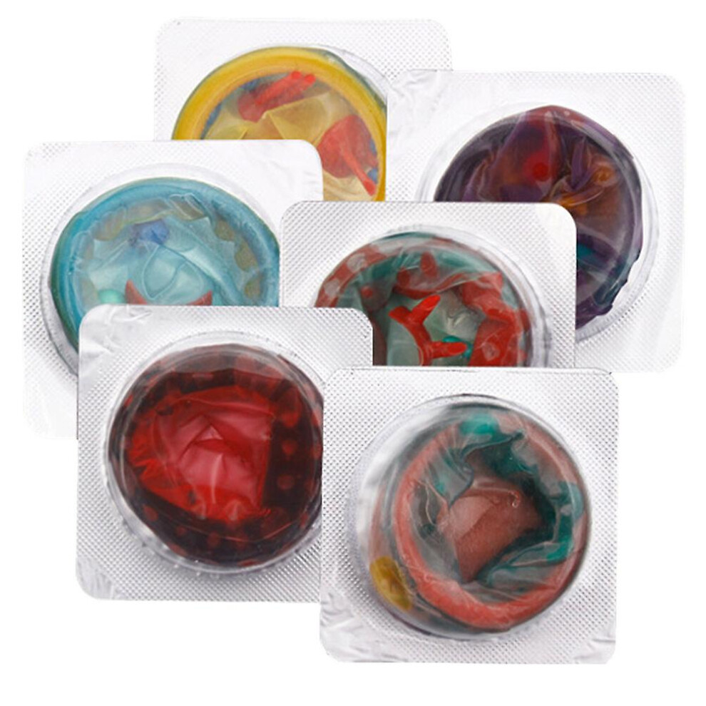 Sexy Lubricated Latex Condoms, Spiked Condoms Special-shaped Fun Condoms Ultra-thin Super Sensitive Condoms, 6 Pieces