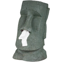 Rotary Hero - Moai Tissue Box Holder for Bathroom, Bedroom Dressers, Night Stands, Desks and Tables - grey