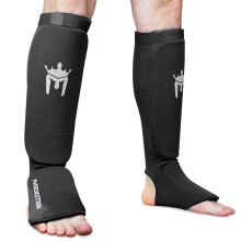 Meister MMA Elastic cloth Shin Instep Padded guards (Pair) - Black - SmallMedium