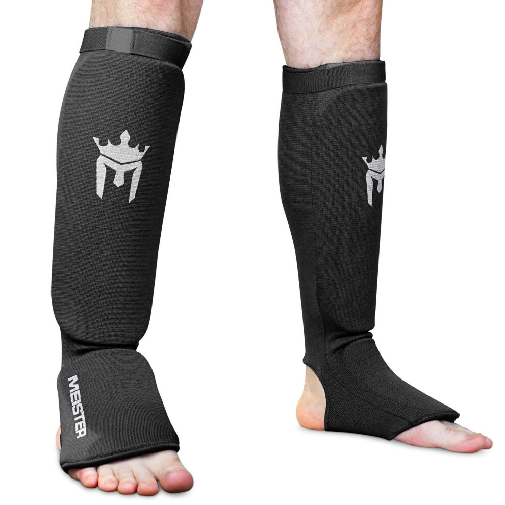 Meister Protezione Tibia E Protezione Per Il Collo Dei Piedi In Tessuto Elastico Mma (Coppia) - Nero - S/M-image