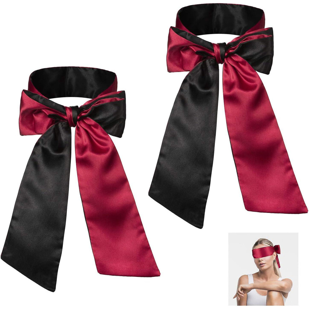 Black/Red Satin Sleep Mask, 2 Pieces Sleep Mask, 150Cm Blindfold Eye Blindfold Satin Sleep Mask For Couples,2 Pack And Satin Eye Mask Sleep Mask.