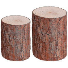 2 Piece Round Indoor Outdoor Garden Stool Rustic Stump