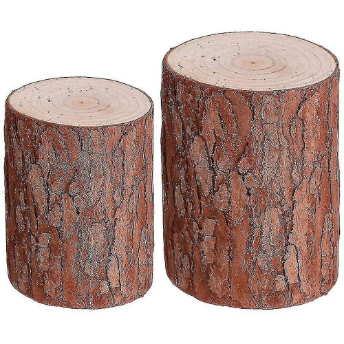 2 Piece Round Indoor Outdoor Garden Stool Rustic Stump