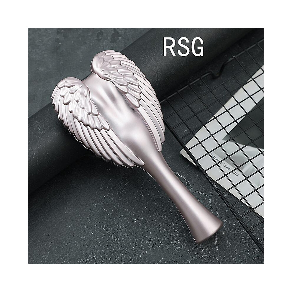 Gold (Rose ) 1Pc Mini Detangling Hair Brush Handle Magic Anti-Static Tangle Angel Hairbrush