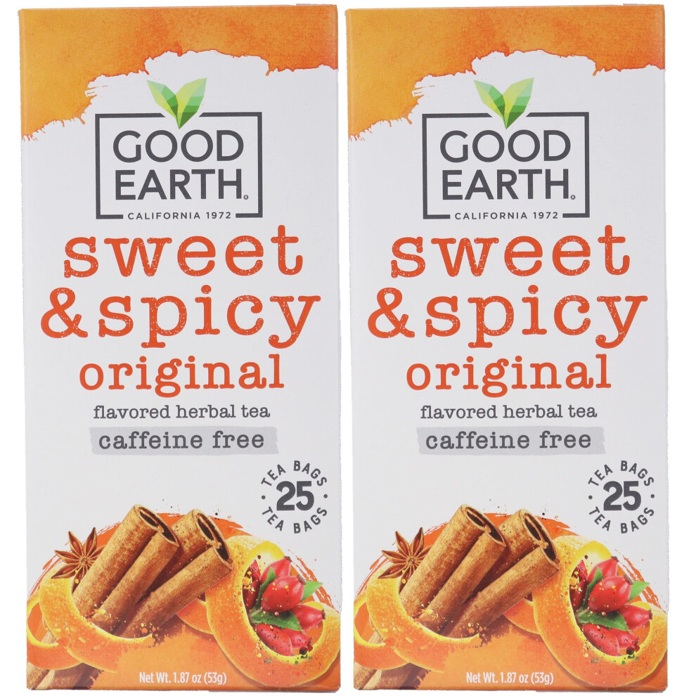 good Earth Sweat Spicy caffeine Free Herbal Tea - 2 Pack w 25 Tea Bags per Box