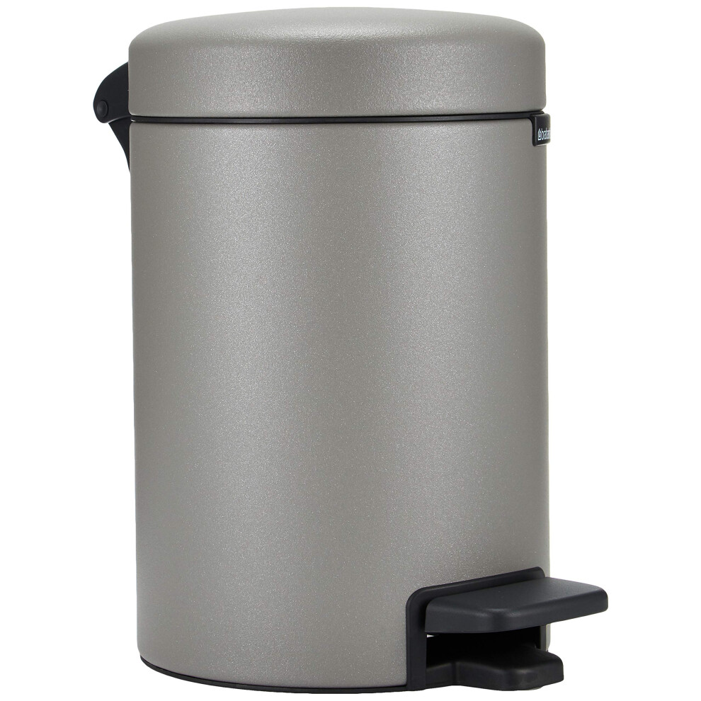 Brabantia NewIcon Pedal Bin 3 L (Mineral concrete grey) Soft-closure Bathroom Rubbish Bin, Removable Inner Bucket + Free Binbags, 3 L