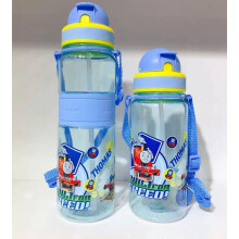 (Thomas Train 350ml) 350/500ml Kids Cartoon Drinking Water Bottle Straw Cup With Shoulder Strap