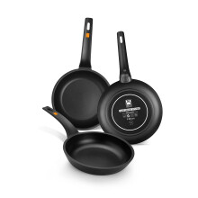 Braisogona Efficient- Aluminium 3 Frying Pans Set, Cast, Black-All Cookers Including Induction.
