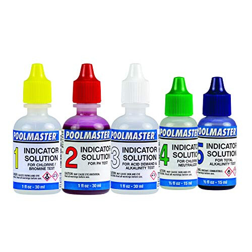 Poolmaster 23227 Replacement Indicator Solutions #1 - #5 For Spa or Swimming Pool Water Testing, Neutral, Small 1