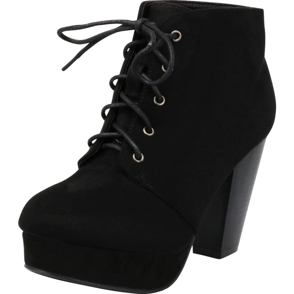 Bottines    lacets    talons   pais et confortables pour femmes Forever Camille-86, noires, pointure 39