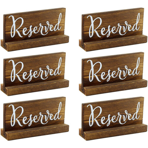 12 Cartelli Da Tavolo 'Riservato' In Acrilico Nero Con Scritta Dorata - Doppia Faccia Per Matrimoni E Feste - 14x4,3x3,8cm - 2