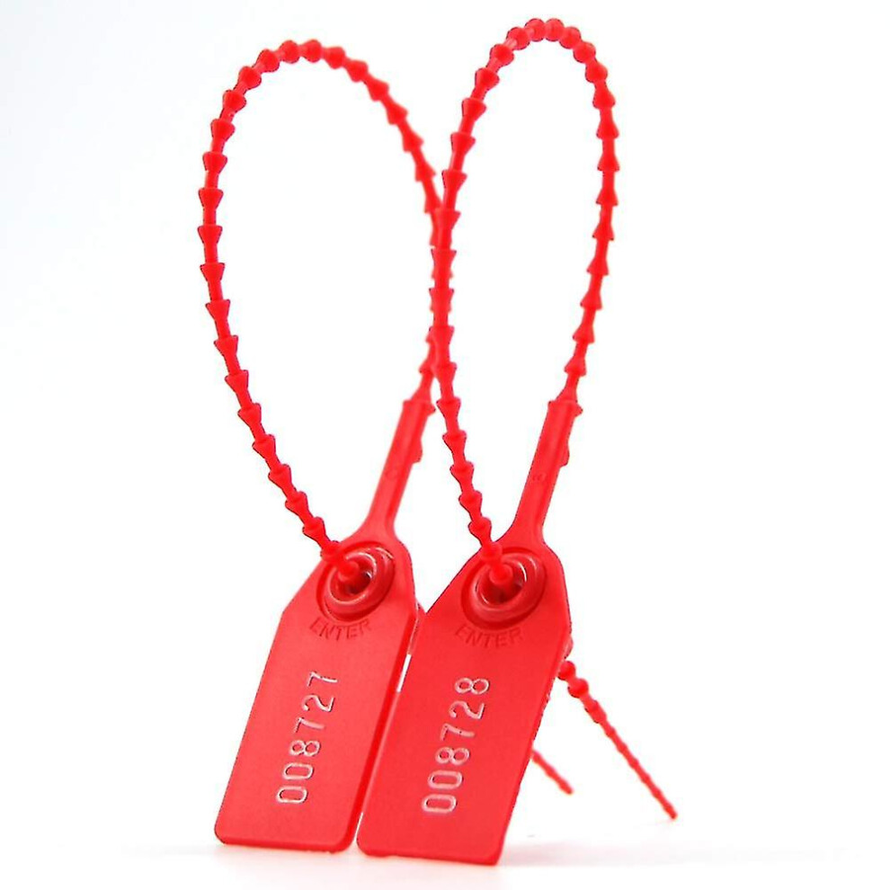 100 Plastic Tamper Seals, Zip Ties For Fire Extinguishers Pull Tite Security Tags Numbered Disposable Self-locking Tie 250mm Length (red)