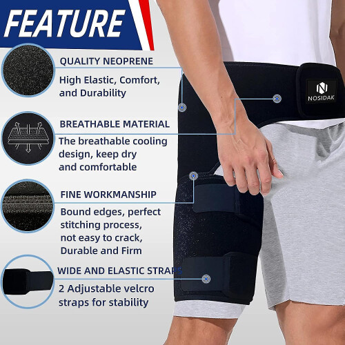 Hip Brace For Sciatica Pain Relief Hamstring Compression Sleeve Groin Brace Si Belt Adjustable Support For Si Joint, Sciatic Nerve, Hip Replacement, H 2