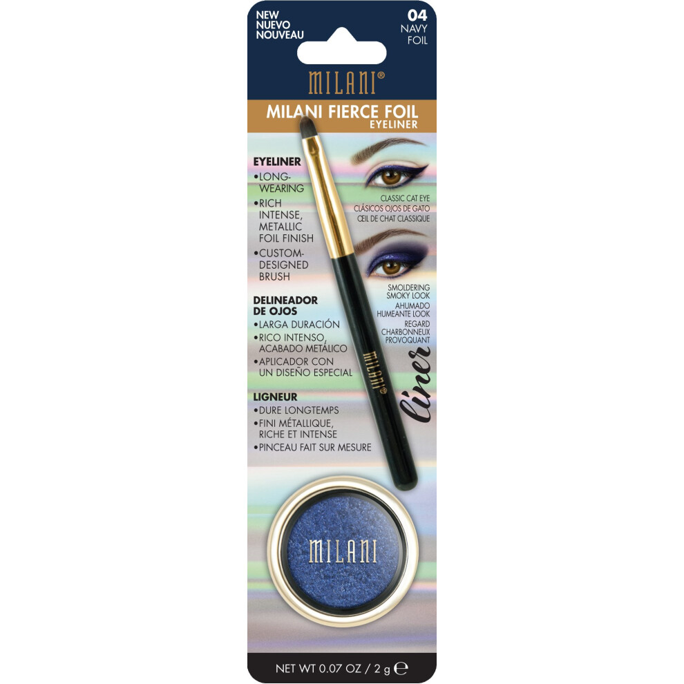 Milani Fierce Foil Eyeliner, Navy Foil, 007 Ounce