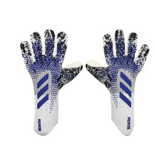 (8) Football Goalkeeper Gloves Adult/Kids Universal Latex Professional Goalkeeper Football Gloves-white blue