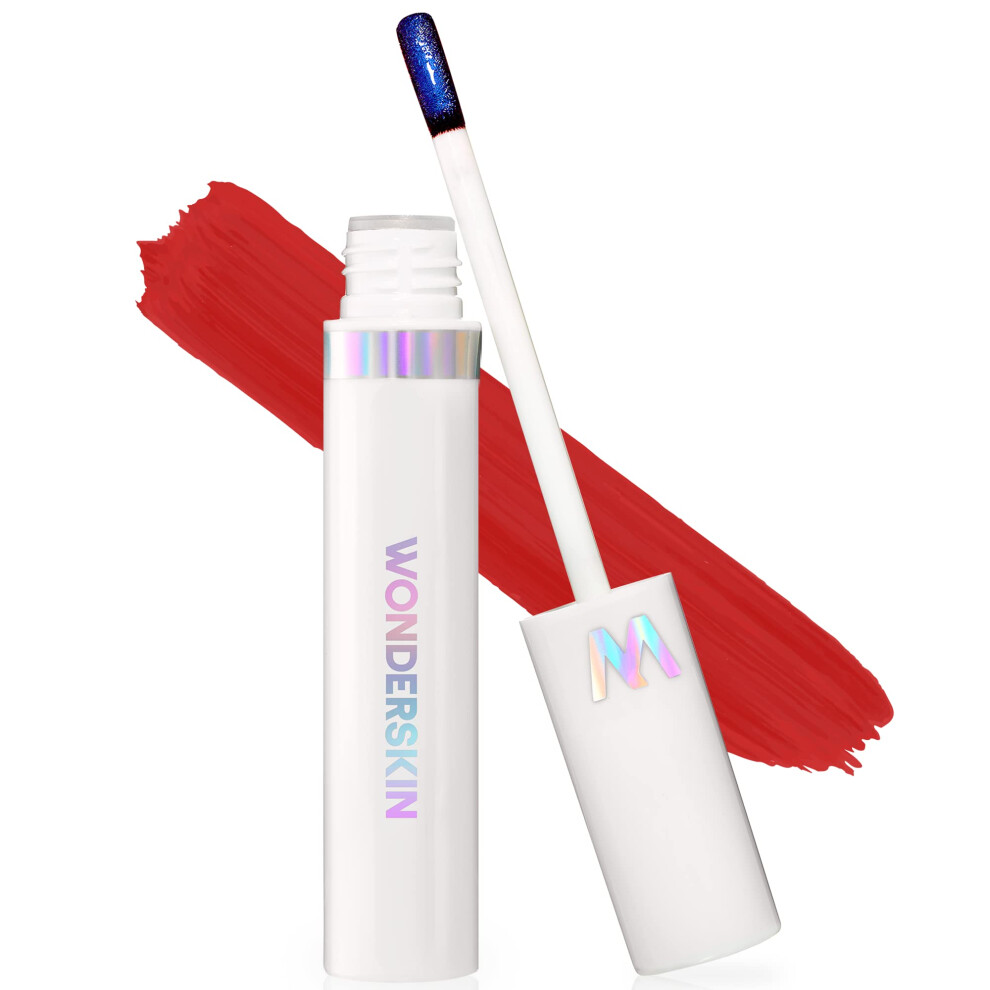 Wonderskin Wonder Blading Lip Stain Masque, Red Lip Stain Long Lasting Waterproof, Red Lip Tint, Transfer Proof Lip Makeup (Hayley Masque)