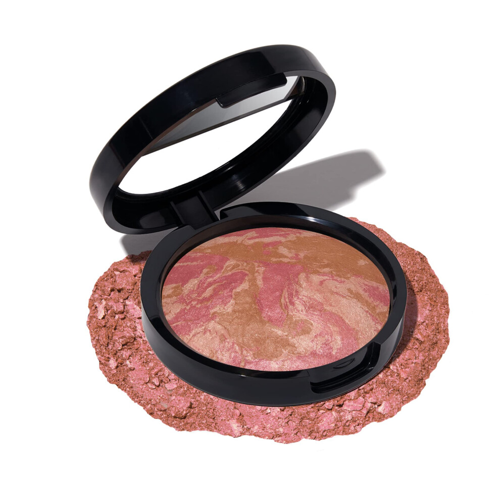 LAURA gELLER NEW YORK Baked Blush-n-Bronze Marbleized 2-in-1 Sculpting Bronzer Blush - Apricot Bronze - contour Face with a Radiant Flush