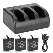 Ahdbt801 Black Rechargeable Battery With 3channel Charger For Gopro Hero 8/7/6/5