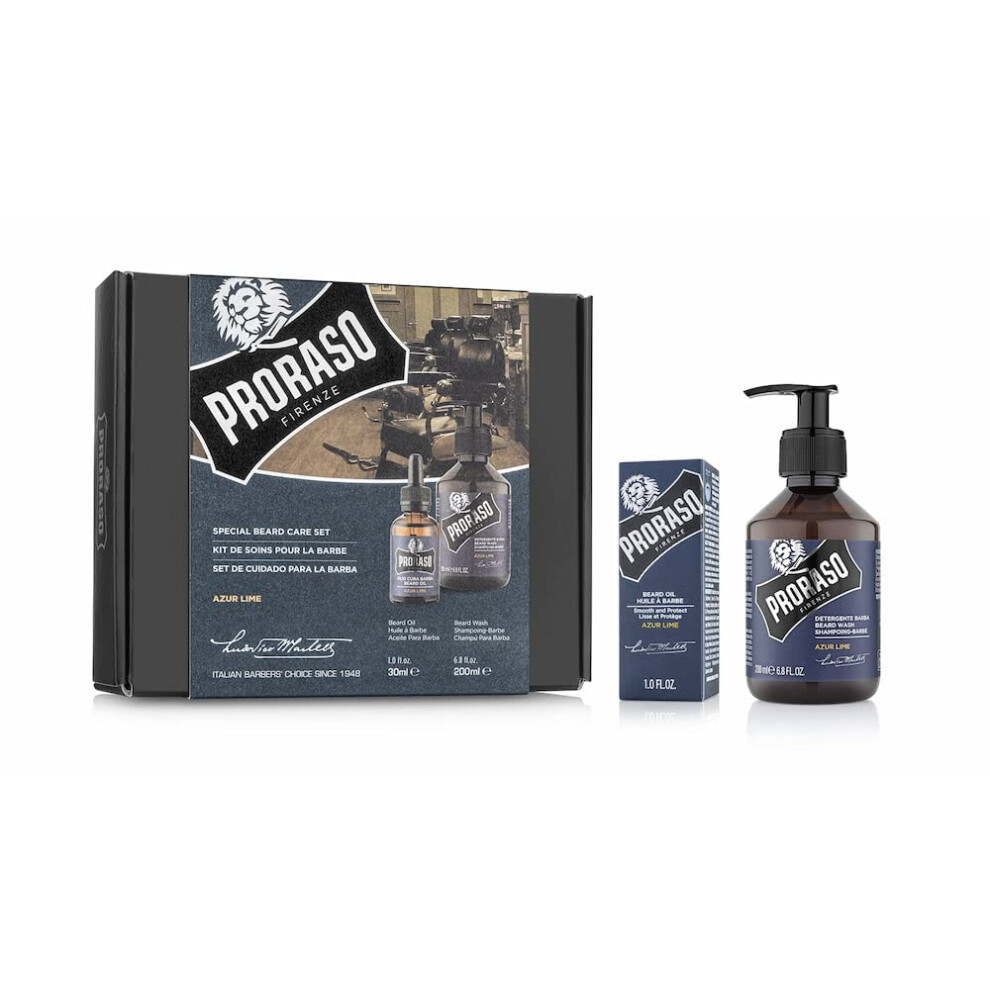 Proraso Beard Care Kit for Men Beard Wash & Beard Oil with Sandalwood to Tame, Cleanse & Detangle Full, Thick and Coarse Beards Wood & Spice