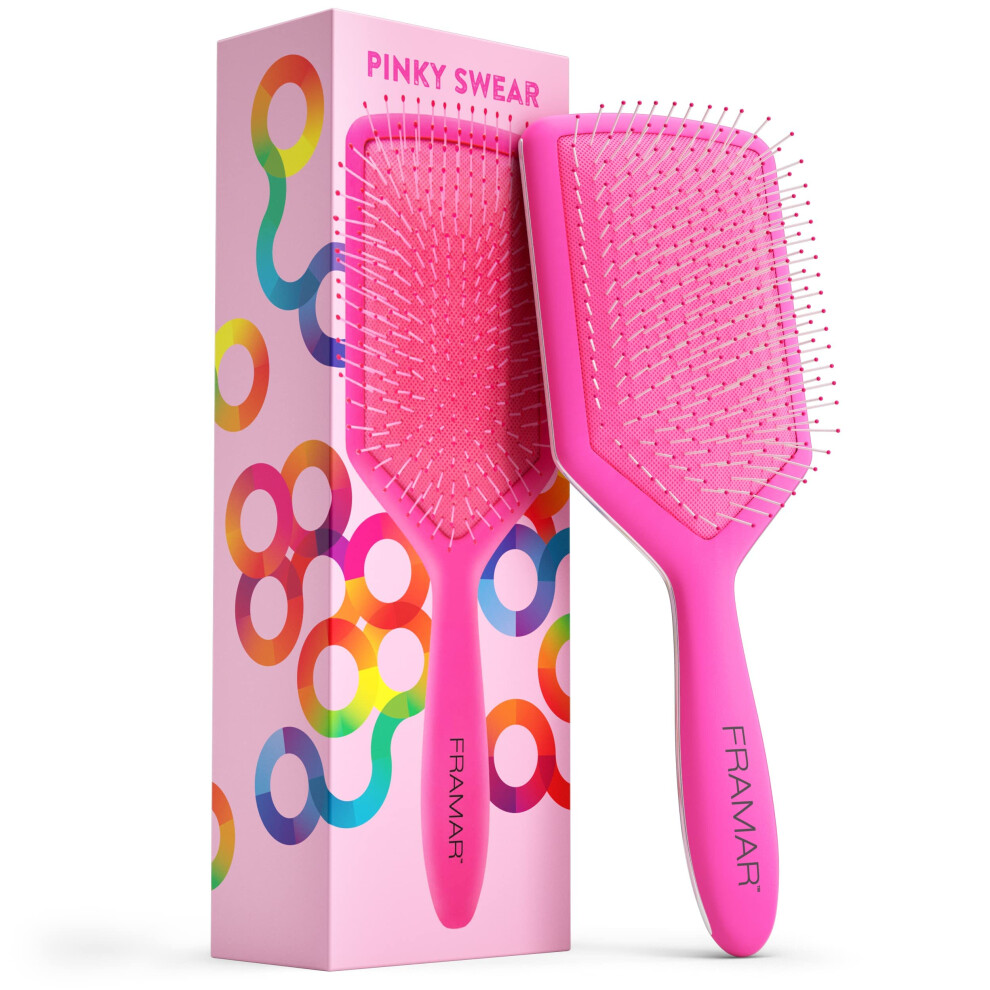 Framar Pink Detangler Brush, Paddle Brush - Elegant Detangling Brush, No More Tangles Hair Brush - Hair Brushes For Women, Men And Children (Pink)