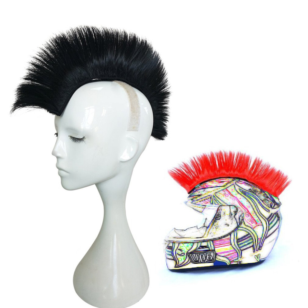 Namecute Unisex Black Skinhead Wig Helmet Mohawk Wig Costumes Hairpiece