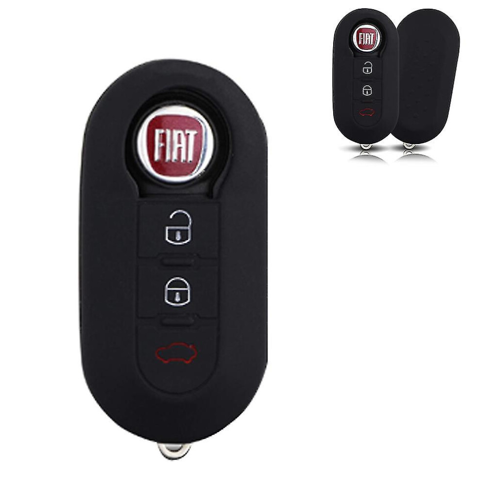 Fiat 500 Key Case Fiat Boyue Car Folding 3 Key Key Silicone Cover Black 9152243027809