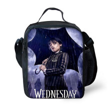 (A) Wednesday Addams Lunch Bag Large Capacity Lunch Box Reusable Lunch Tote Bag Cute Lunch Storage Portable Leak Proof Lunch Sack For Adults Kids School W
