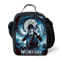 (B) Wednesday Addams Lunch Bag Large Capacity Lunch Box Reusable Lunch Tote Bag Cute Lunch Storage Portable Leak Proof Lunch Sack For Adults Kids School W