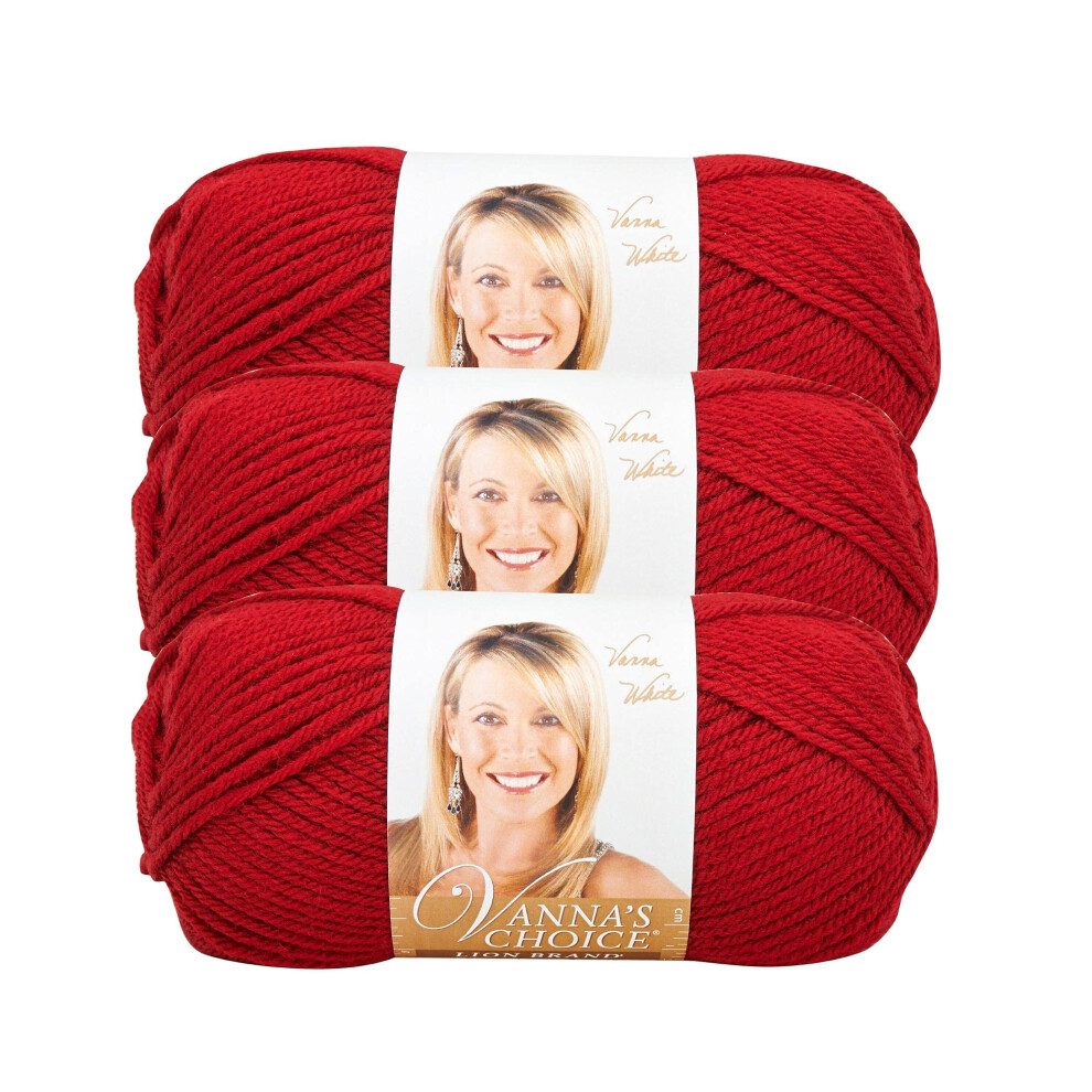 (3 Pack) Lion Brand Yarn Vanna's Choice Yarn, Cranberry