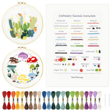 Kit de broderie de base HAND U JOURNEY   : parfait pour les d   butants avec 28 points diff   rents et un ensemble de broderie champignon