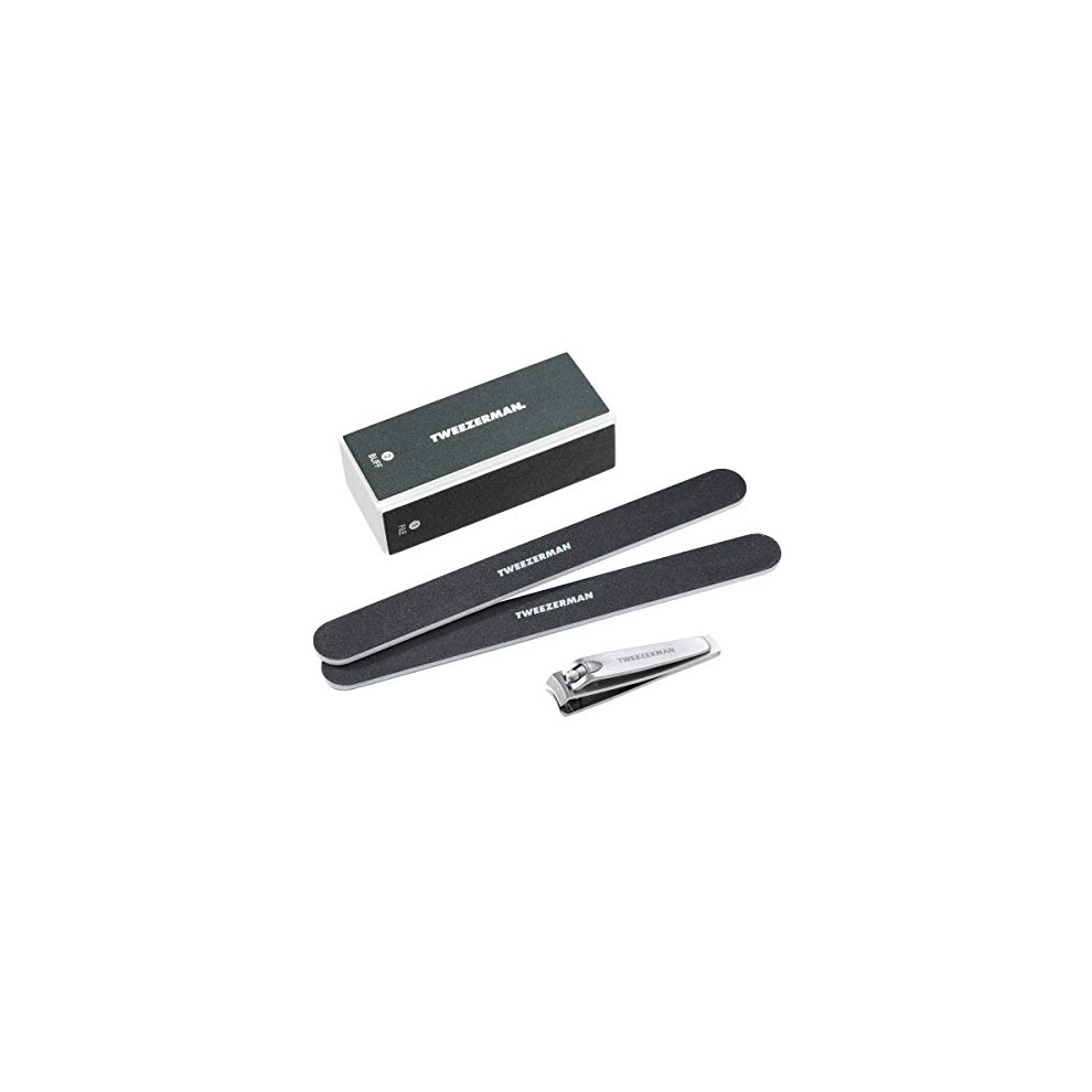 Tweezerman Manicure Kit Includes Nail clipper Nail Buffer Block 2 Nail Files, Black