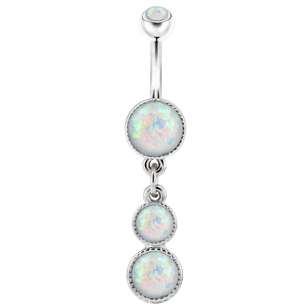 COCHARM 14g Anneaux de nombril en opale Anneaux de nombril pendants en acier chirurgical pour femmes Bijoux de piercing au nombril
