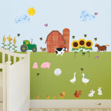 My Wonderful Walls Wandtattoos Bauernhof 38 selbstklebende Aufkleber mit Bauernhofmotiven fόr Baby- und Kinderzimmer