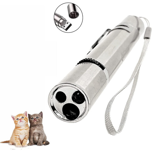 Single 7 In 1 Usb Rechargeable Multi-angle Cat Dog Training Tool, Led Cat Toy, Mini Flashlight,uv Light, Red Light, Multiple Pattern Pet Command Light 2