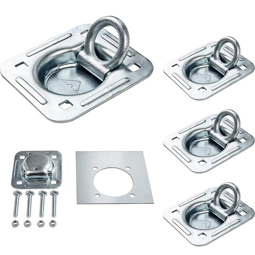 Lonffery 4 Pack Recessed D-Ring Tie Down Anchors (6,000 Lb. Capacity), Heavy Duty Kit For Trailer Or Deliveries 751433682010