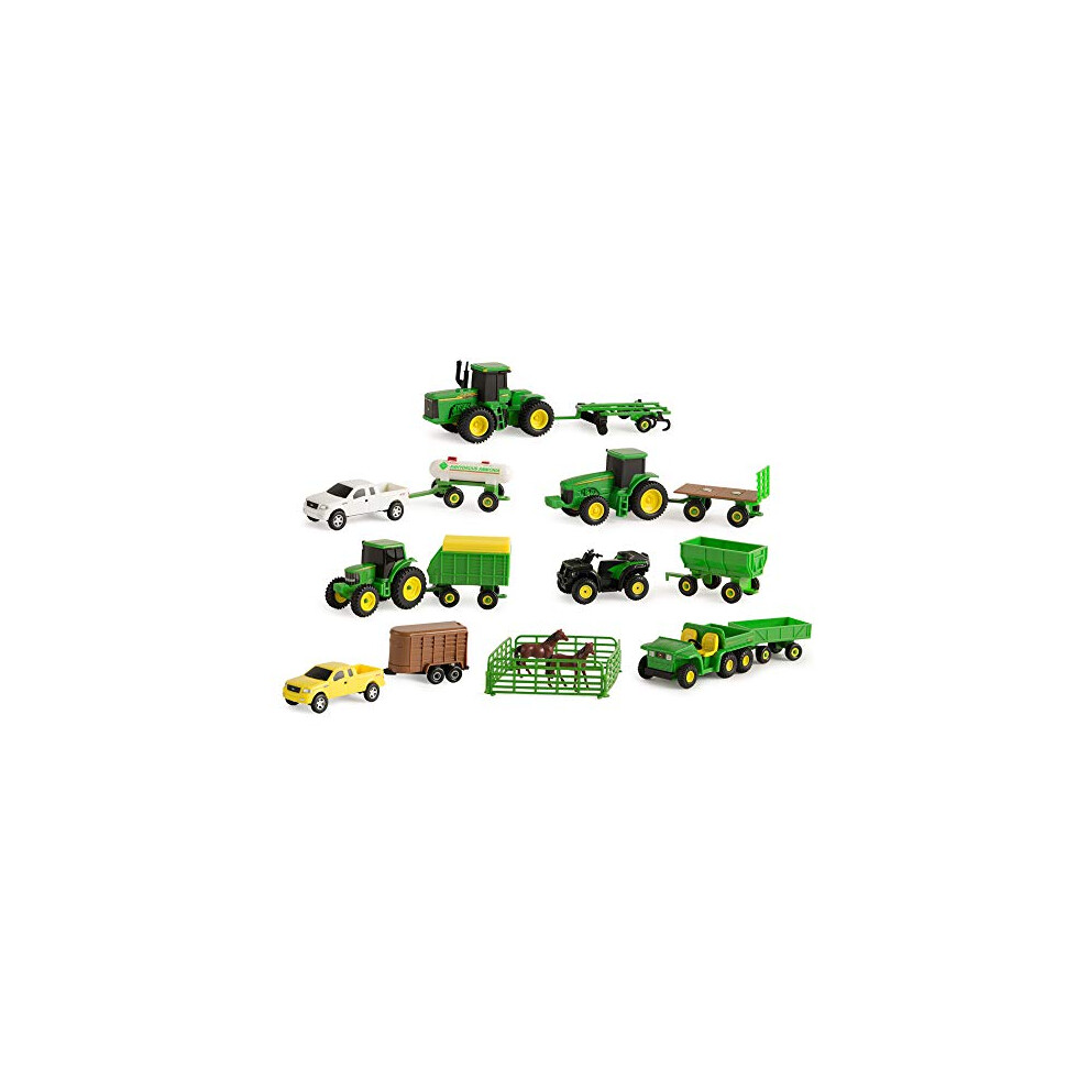 TOMY John Deere Toy Truck & Toy Tractor With Trailers 20-Piece Farm Toy Value Set