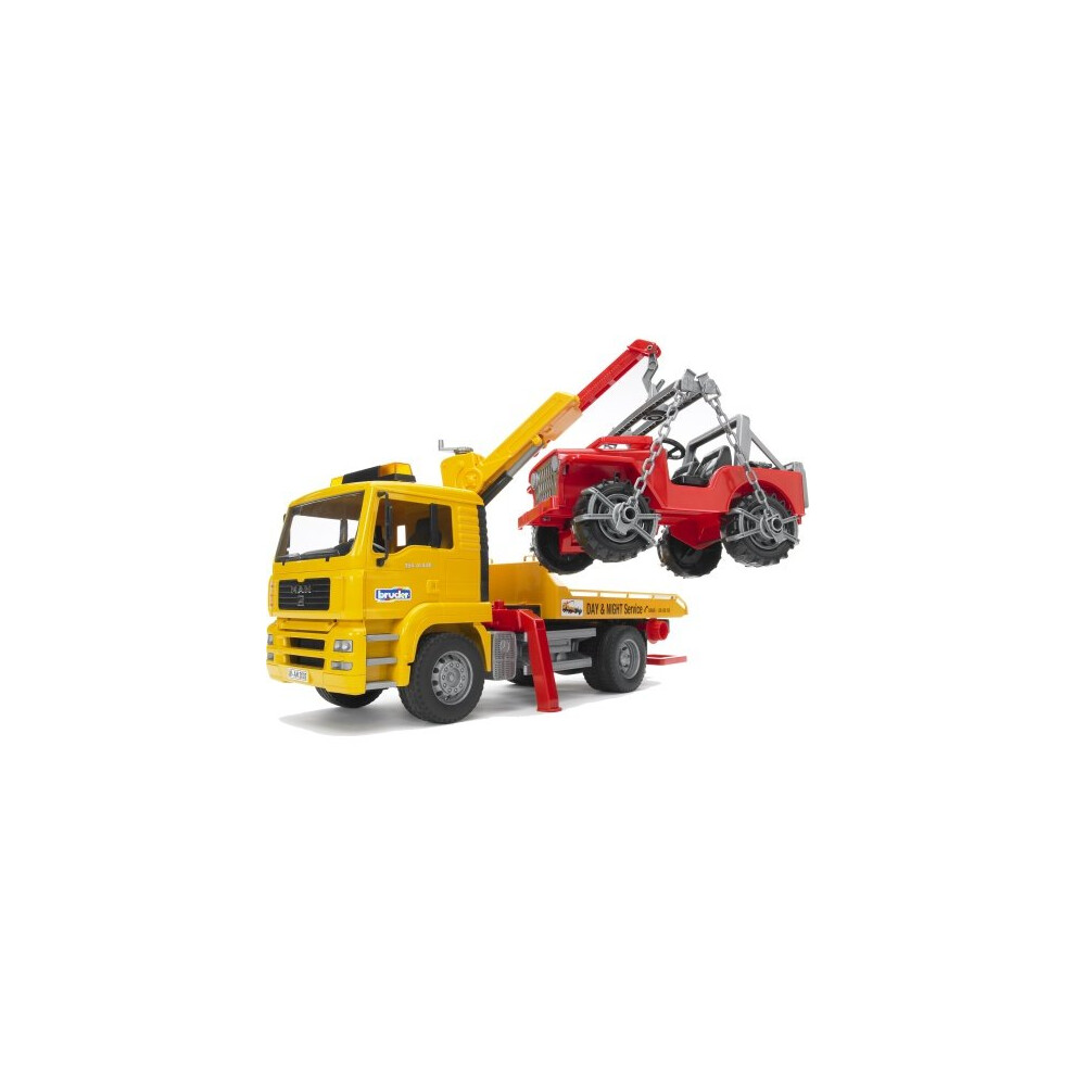 Bruder 02750 MAN TGA Tow Truck With Cross Country Vehicle