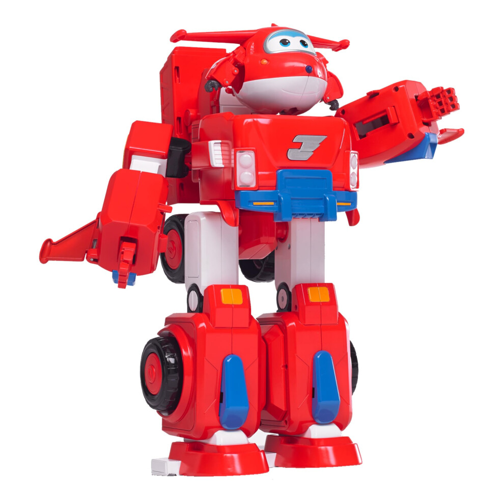 Super Wings 14" Transforming Jett's Super Robot Airplane Action Figure Ages 3-5 Birthday Gift Lights & Sounds