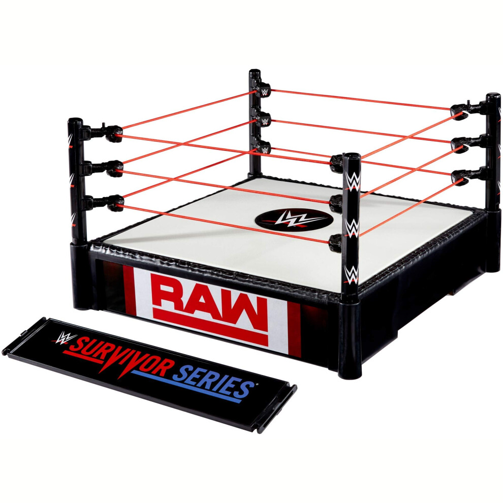 WWE RAW/Survivor Series Superstar Ring, 14-inches Across with Ring Ropes, 2 Swappable Ring Skirts for 2-in-1 Ring Fun