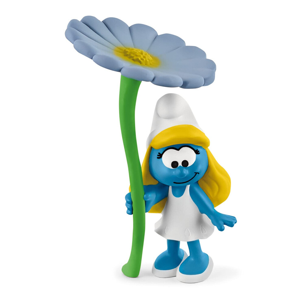 Schleich Smurfs, Collectible Retro Cartoon Toys for Boys and Girls, Smurfette with Flower Toy Figurine, Ages 3+