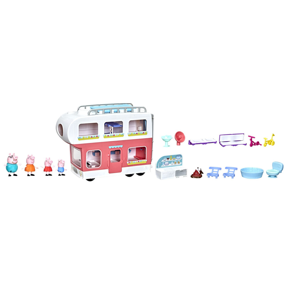 Peppa Pig PeppaAs Adventures PeppaAs Family Motorhome Preschool Toy, Vehicle to RV Playset, Plays Sounds and Music, Ages 3 and up