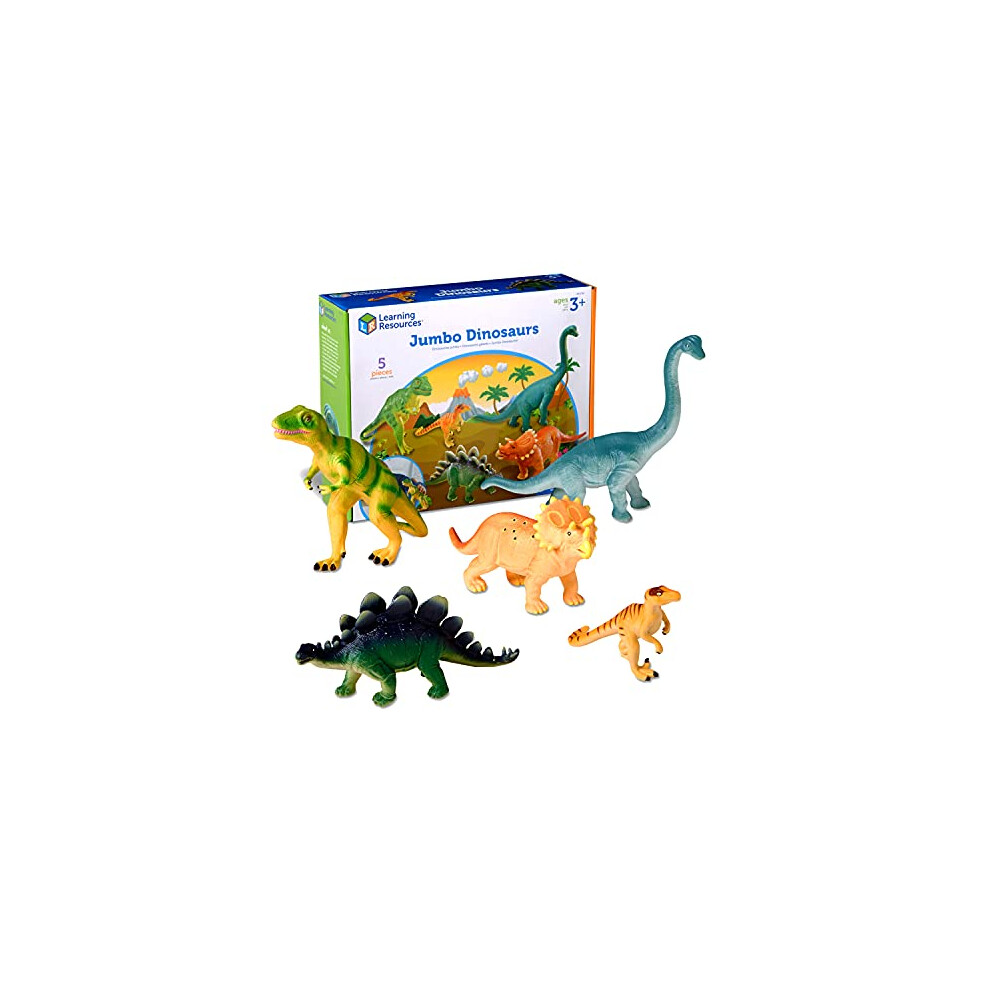 Learning Resources Jumbo Dinosaurs I T-Rex, Brachiosaurus, Stegosaurus, Triceratops, and Raptor, Dinosaur Toys, I 5 Pieces, Ages 3+